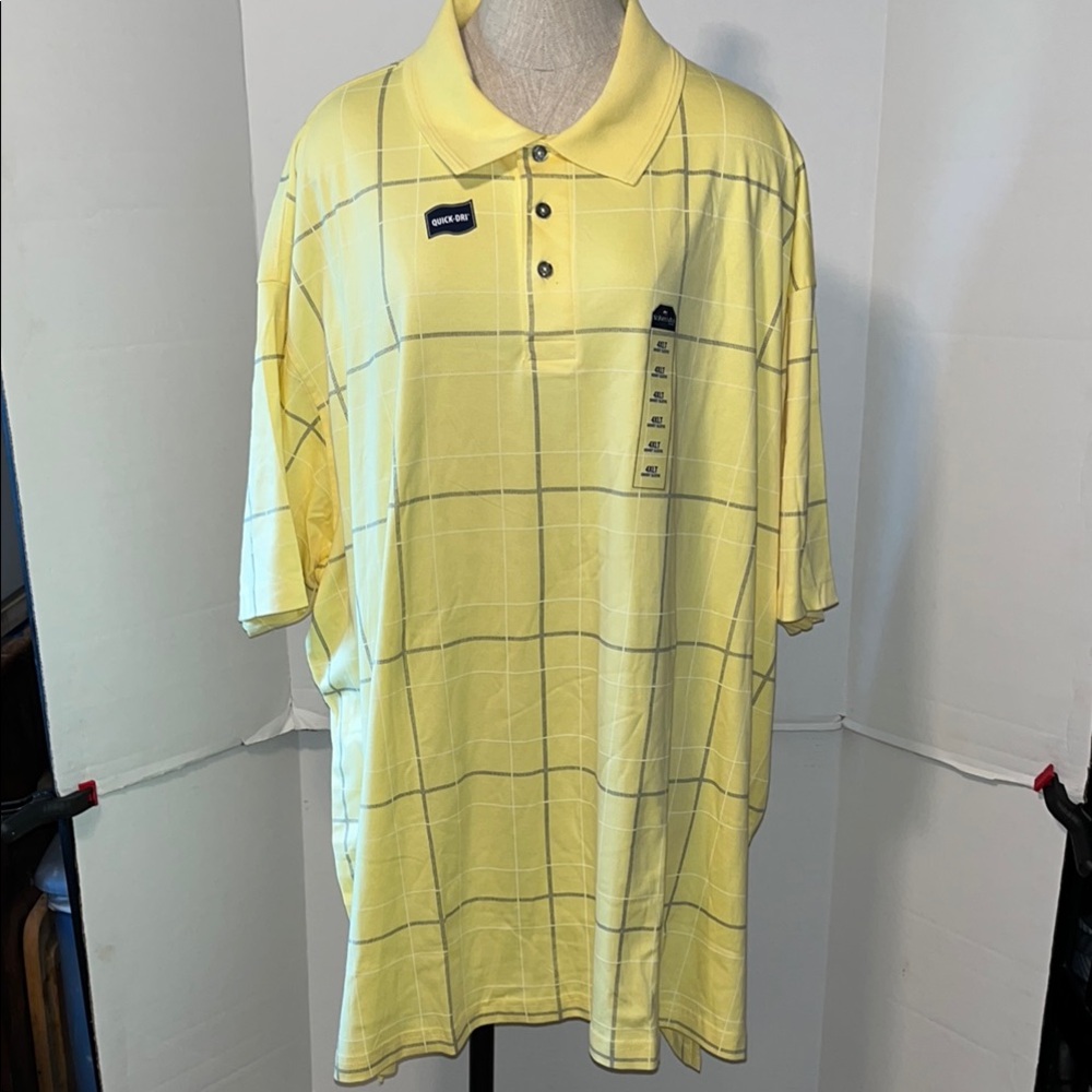 St. John's Bay Yellow Polo Shirt with Grid Pattern